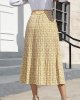 Womens High Waist Polka Dot Pleated Skirt Midi Swing Skirt with Pockets
